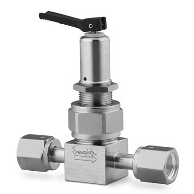 Válvula com Vedação por Fole em Aço Inoxidável 316L Série BN para Alta Pureza, Extremidades: Conexão VCR Femea de 1/4?, Manopla tipo Toggle (Alavanca) (vide MS-01-94)