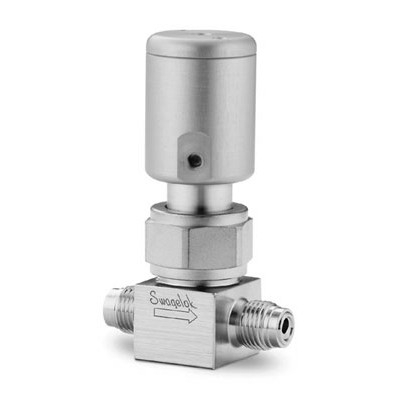 Válvula com Vedação por Fole em Aço Inoxidável 316L Série BN para Alta Pureza, Extremidades: Conexão VCR Macho de 1/4?, Atuador NC (vide MS-01-94)