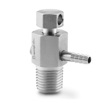 Stainless Steel Bleed Valve, 1/8 in. MNPT, Barbed Vent Tube