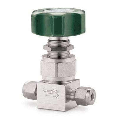 Válvula Diafragma em Aço Inoxidável 316L VAR Séries DL e DS para Alta Pressão e Alta Pureza, Manopla Redonda, Extremidades: Conexão Swagelok (Dupla Anilha) para Tubo de 6 mm OD (DE) (vide MS-01-73)