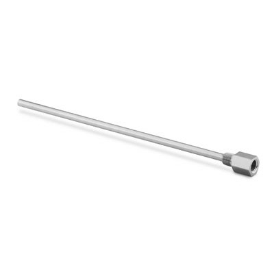 Adaptador com Tubo Pescador para Cilindro de Amostragem em Aço Inoxidável 316. Extremidades: Rosca NPT macho de 1/4" x Rosca NPT fêmea de 1/4". Diâmetro do tubo pescador de 5/16”OD (DE) x Comprimento de 3,38” (85,85 mm).
