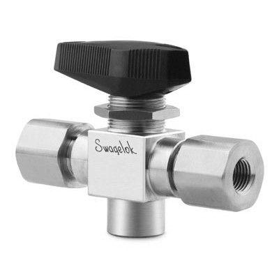 Válvula de Esfera Trunnion em Aço Inoxidável Série 83 para Alta Pressão, 3-vias, Assentos em PEEK, Extremidades: Rosca NPT Femea de 1/4? em todas as Extremidades: (vide MS-01-166)