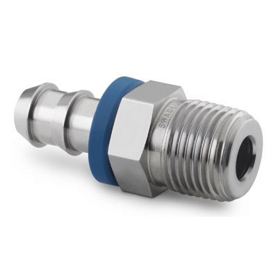 Conexão em Aço Inoxidável para Mangueira Push-On para Uso Geral, Série PB, Extremidades: Conexão Push-On (Tipo Espiga para Mangueira) de 3/8? X Rosca BSP Macho Cônica (RT) de 3/8? (vide MS-01-167)