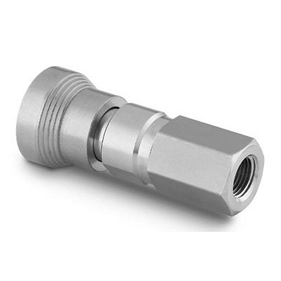 Corpo de Engate Rápido para Instrumentação Série QC4 em Aço Inoxidável 316, Extremidade Tipo Rosca NPT Femea de 1/4”, Temperaturas de trabalho de 15 a 260ºC para O-rings em Perfluorcarbono FFKM, Pressão de Trabalho de 3000 psig (206 bar), Limpeza e E