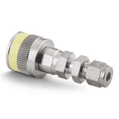 SS Instrumentation Quick-Connect Bulkhead Body, 1/4 in. Swagelok Tube Fitting, White Key (QC4 Series)