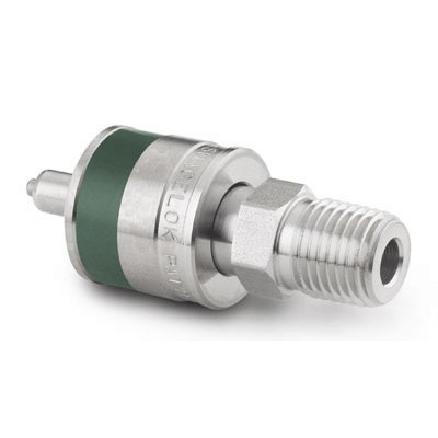 Espiga em Aço Inoxidável com Retenção do Engate Rápido para Instrumentação Série QC, Extremidade: Rosca NPT Macho de 1/4?, Luva com Código de Identificação na Cor Verde, Cv = 0,2 (vide MS-01-138)