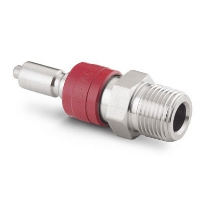 SS Instrumentation Quick-Connect Stem with Valve, 1/4 in. Male NPT, Kalrez O-Ring, Fluorinated Lubricant (QC4 Series)