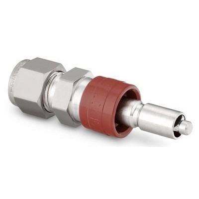 Espiga em Aço Inoxidável com Retenção do Engate Rápido para Instrumentação Série QC, Extremidade: Conexão Swagelok (Dupla Anilha) para Tubo de 6 mm OD (DE), Cv = 0,2 (vide MS-01-138)