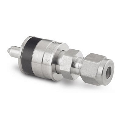 SS Instrumentation Quick-Connect Stem with Valve, 6 mm Swagelok Tube Fitting, Black Key (QC4 Series)