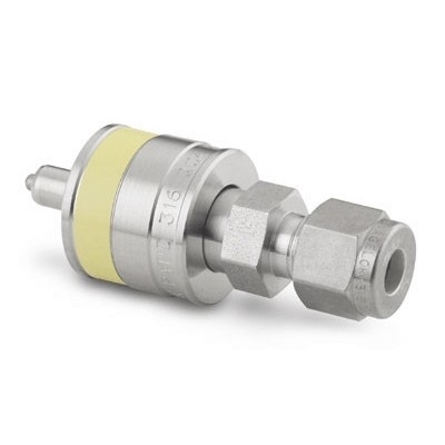 SS Instrumentation Quick-Connect Stem with Valve, 6 mm Swagelok Tube Fitting, Yellow Key (QC4 Series)