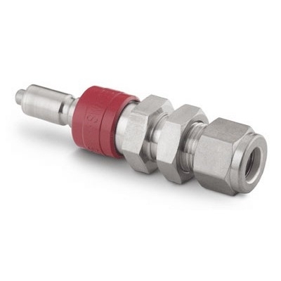 SS Instrumentation Quick-Connect Bulkhead Stem with Valve, 6 mm Swagelok Tube Fitting (QC4 Series)