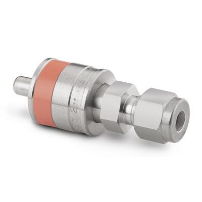 Espiga em Aço Inoxidável sem Retenção do Engate Rápido para Instrumentação Série QC, Extremidade: Conexão Swagelok (Dupla Anilha) para Tubo de 1/4? OD (DE), Luva com Código de Identificação na Cor Laranja, Cv = 0,3 (vide MS-01-138)