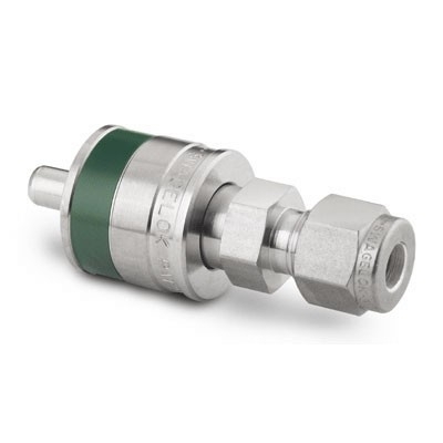 Espiga em Aço Inoxidável sem Retenção do Engate Rápido para Instrumentação Série QC, Extremidade: Conexão Swagelok (Dupla Anilha) para Tubo de 1/4? OD (DE), Luva com Código de Identificação na Cor Verde, Cv = 0,3 (vide MS-01-138)