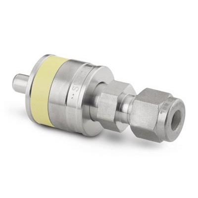 Espiga em Aço Inoxidável sem Retenção do Engate Rápido para Instrumentação Série QC, Extremidade: Conexão Swagelok (Dupla Anilha) para Tubo de 1/4? OD (DE), Luva com Código de Identificação na Cor Amarela, Cv = 0,3 (vide MS-01-138)