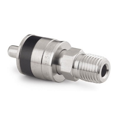 Espiga em Aço Inoxidável sem Retenção do Engate Rápido para Instrumentação Série QC, Extremidade: Rosca NPT Macho de 1/4?, Luva com Código de Identificação na Cor Preta, Cv = 0,3 (vide MS-01-138)