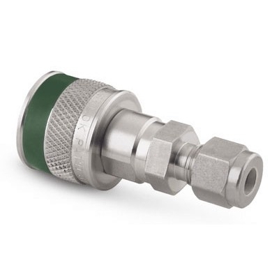 SS Instrumentation Quick-Connect Bulkhead Body, 3/8 in. Swagelok Tube Fitting, Green Key (QC6 Series)