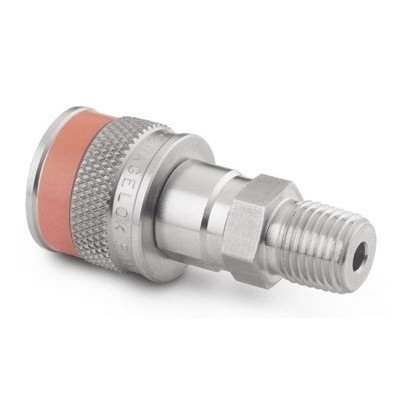 SS Instrumentation Quick-Connect Body, 1/2 in. Male NPT, Orange Key (QC8 Series)