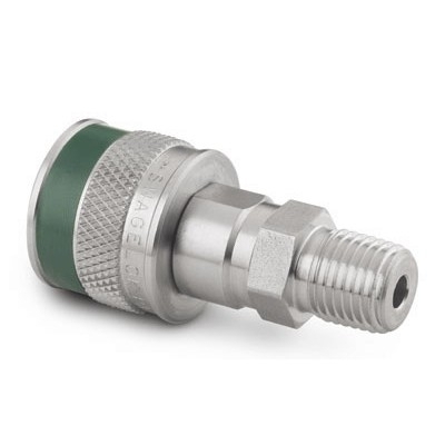 SS Instrumentation Quick-Connect Body, 1/2 in. Male NPT, Green Key (QC8 Series)