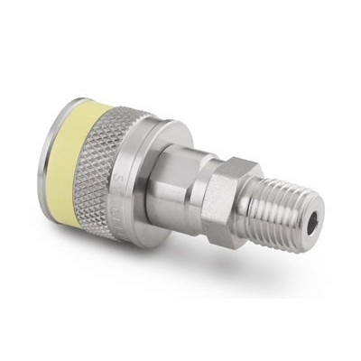SS Instrumentation Quick-Connect Body, 1/2 in. Male NPT, Yellow Key (QC8 Series)