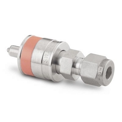 SS Instrumentation Quick-Connect Stem with Valve, 1/2 in. Swagelok Tube Fitting, Orange Key (QC8 Series)