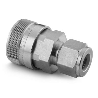 Corpo em Aço Inoxidável do Engate Rápido de Passagem Plena Série QF, Extremidade: Conexão Swagelok (Dupla Anilha) para Tubo de 1/2" OD (DE), Cv = 13,0 (vide MS-01-138)