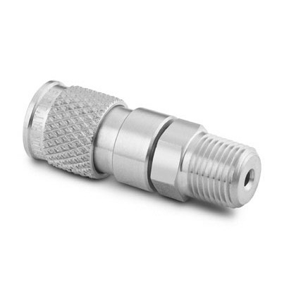 Corpo em Aço Inoxidável do Engate Rápido Miniatura Série QM, Extremidade: Rosca NPT Macho de 1/16", Cv = 0,05 (vide MS-01-138)