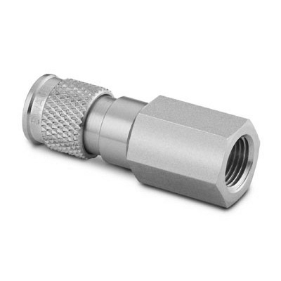 Corpo em Aço Inoxidável do Engate Rápido Miniatura Série QM, Extremidade: Rosca NPT Femea de 1/8", Cv = 0,05 (vide MS-01-138)
