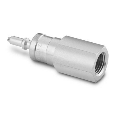 Espiga em Aço Inoxidavel com Retencao do Engate Rapido Miniatura Serie QM, Extremidade: Rosca NPT Femea de 1/8", Cv = 0,05 (vide MS-01-138)