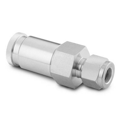 Espiga em Aço Inoxidável com Retenção do Engate Rápido com Vedação em PTFE Série QTM, Conexão Swagelok (Dupla Anilha) para Tubo de 6 mm OD (DE), Cv = 0,6 (vide MS-01-138)