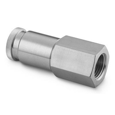 SS PTFE-Sealed Quick-Connect Stem with Valve, 3/8 in. Female NPT (QTM2 Series)