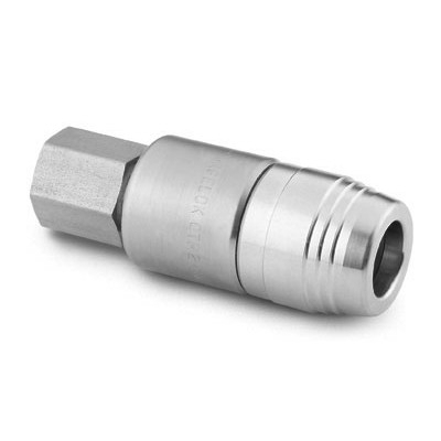 Corpo em Aço Inoxidável do Engate Rápido com Vedação em PTFE Série QTM, Extremidade: Rosca NPT Femea de 1/4?, Cv = 0,2 (vide MS-01-138)