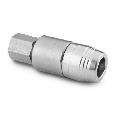 Corpo em Aço Inoxidável do Engate Rápido com Vedação em PTFE Série QTM, Extremidade: Rosca NPT Femea de 3/8?, Cv = 1,7 (vide MS-01-138)