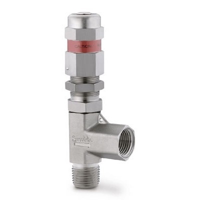 Válvula de Alívio Proporcional em Aço Inoxidável Série R para Alta Pressão, Extremidades: Rosca NPT Macho de 1/2" X Rosca NPT Femea de 1/2" (vide MS-01-141)