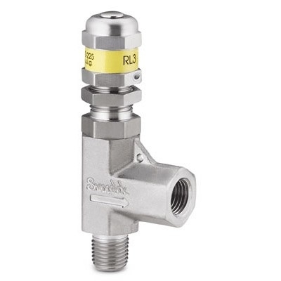 Válvula de alívio de baixa pressão em aço inox, extremidades: 1/4" rosca NPT cônica macho