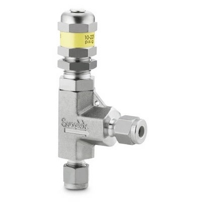 Válvula de Alívio Proporcional em Aço Inoxidável Série R para Baixa Pressão, Extremidades: Conexão Swagelok (Dupla Anilha) para Tubo de 6 mm OD (DE) (vide MS-01-141)