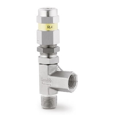 Válvula de alívio de baixa pressão em aço inox, extremidades: 1/2" rosca NPT cônica macho