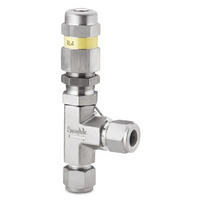 Válvula de Alívio Proporcional em Aço Inoxidável Série R para Baixa Pressão, Extremidades: Conexão Swagelok (Dupla Anilha) para Tubo de 12 mm OD (DE) (vide MS-01-141)