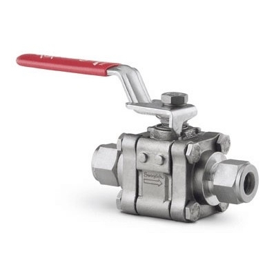 Válvula de Esfera em Aço Inoxidável Série S60P para Sistemas de Vapor, Tripartida, Assentos em PEEK, Extremidades: Conexão Swagelok (Dupla Anilha) para Tubo de 12 mm OD (DE) (vide MS-01-146)