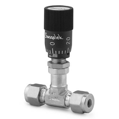 Válvula Micrométrica em Aço Inoxidável Série S para Baixo Fluxo, Extremidades: Conexão Swagelok (Dupla Anilha) para Tubo de 1/8? OD (DE) (vide MS-01-142)