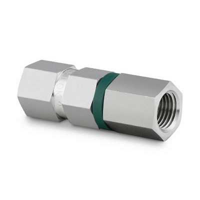 Válvula de excesso de vazão em aço inox, extremidades: 1/4" rosca NPT cônica femea