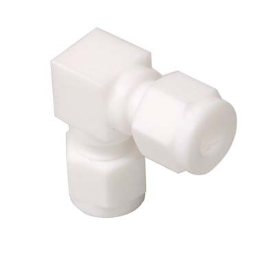 Cotovelo União em PTFE, Extremidades: Conexão Swagelok (Dupla Anilha) para Tubo de 1/4" OD (DE) (vide MS-01-140)